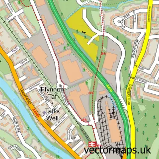 Street map sample of Taffs Well, Mid Glamorgan