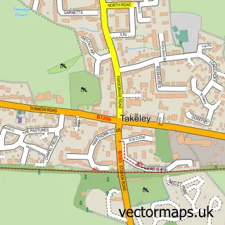 Street map sample of Takeley, Essex