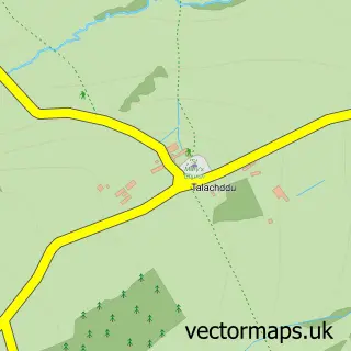 Street map sample of Talachddu, Powys