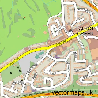 Street map sample of Talbot Green, Mid Glamorgan