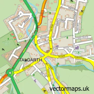Street map sample of Talgarth, Powys