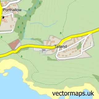 Street map sample of Talland, Cornwall