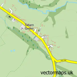 Street map sample of Tallarn Green, Clwyd
