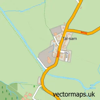 Street map sample of Tal-sarn, Dyfed