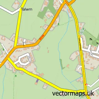 Street map sample of Talwrn, Gwynedd