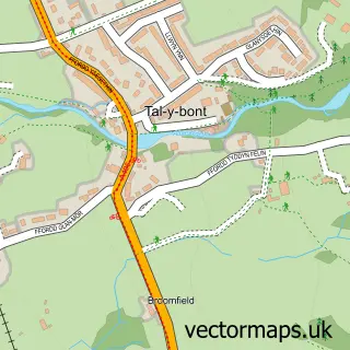Street map sample of Tal-y-bont, Gwynedd