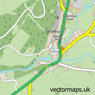 Street map sample of Tal-y-bont, Dyfed