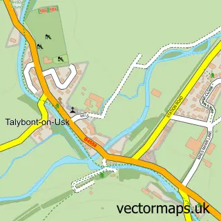 Street map sample of Talybont-on-Usk, Powys
