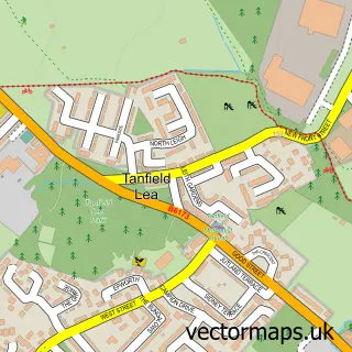 Street map sample of Tanfield Lea, Durham