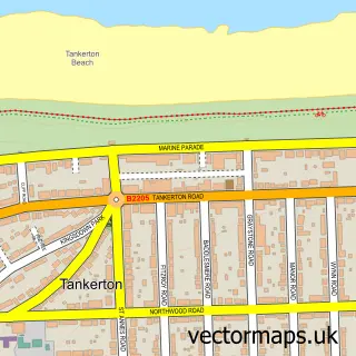 Street map sample of Tankerton, Kent