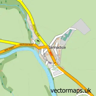 Street map sample of Tannadice, Angus