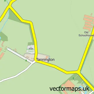 Street map sample of Tannington, Suffolk