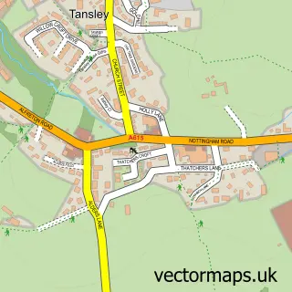 Street map sample of Tansley, Derbyshire