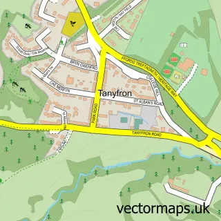 Street map sample of Tanyfron, Clwyd