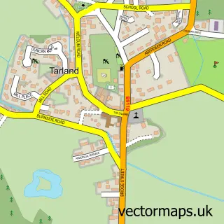 Street map sample of Tarland, Aberdeenshire