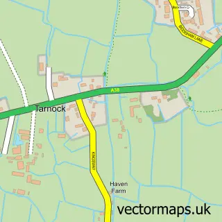 Street map sample of Tarnock, Somerset