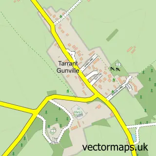 Street map sample of Tarrant Gunville, Dorset