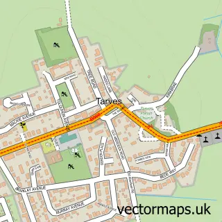 Street map sample of Tarves, Aberdeenshire