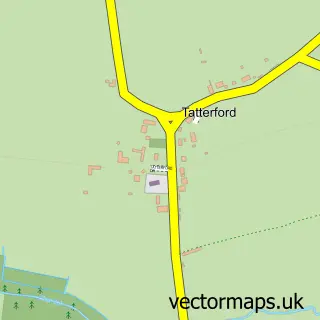 Street map sample of Tatterford, Norfolk