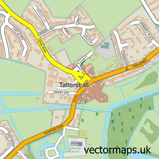 Street map sample of Tattershall, Lincolnshire
