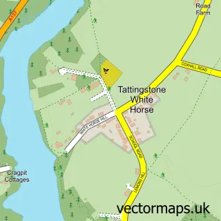Street map sample of Tattingstone White Horse, Suffolk