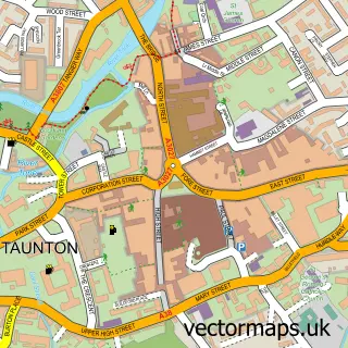 Street map sample of Taunton, Somerset