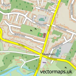 Street map sample of Taverham, Norfolk