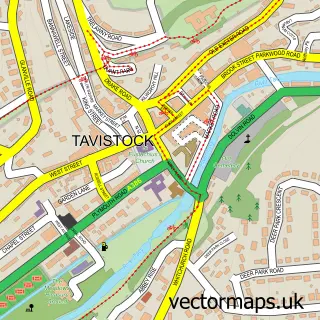 Street map sample of Tavistock, Devon