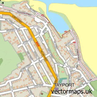 Street map sample of Tayport, Fife
