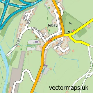 Street map sample of Tebay, Cumbria