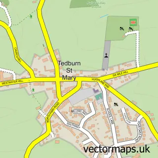 Street map sample of Tedburn St Mary, Devon