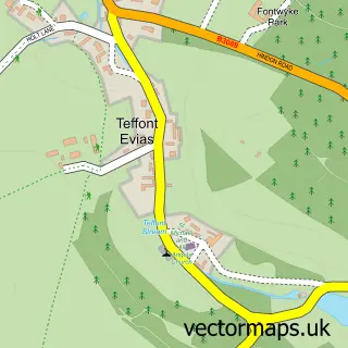 Street map sample of Teffont Evias, Wiltshire