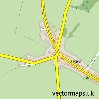 Street map sample of Tegryn, Dyfed