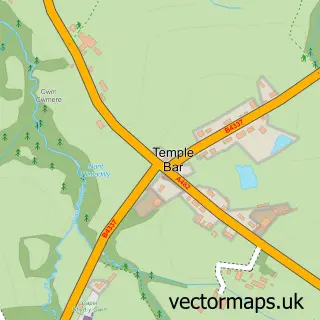 Street map sample of Temple Bar, Dyfed
