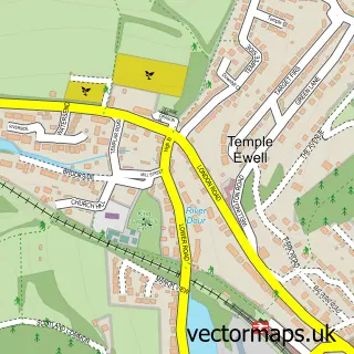 Street map sample of Temple Ewell, Kent