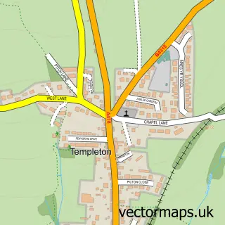 Street map sample of Templeton, Dyfed