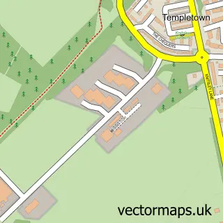 Street map sample of Templetown, Durham