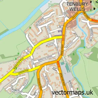 Street map sample of Tenbury Wells, Worcestershire