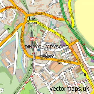 Street map sample of Tenby, Dyfed