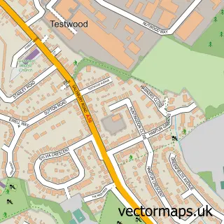 Street map sample of Testwood, Hampshire