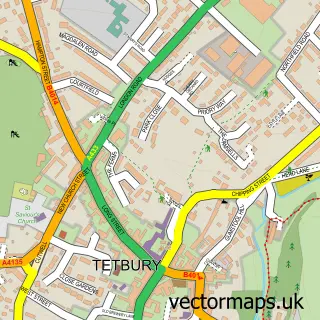 Street map sample of Tetbury, Gloucestershire