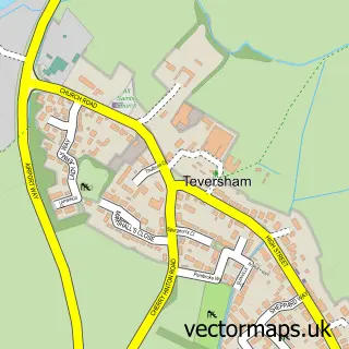 Street map sample of Teversham, Cambridgeshire