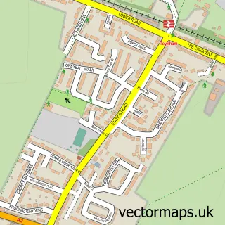 Street map sample of Teynham, Kent