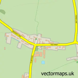 Street map sample of Tharston, Norfolk