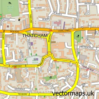 Street map sample of Thatcham, Berkshire