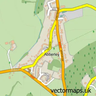 Street map sample of The Common Abberley, Worcestershire