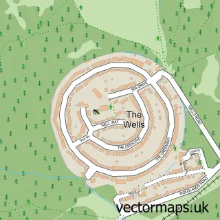 Street map sample of The Wells, Surrey