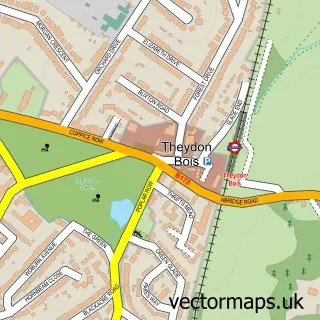 Street map sample of Theydon Bois, Essex