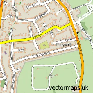 Street map sample of Thingwall, Merseyside