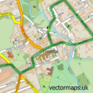 Street map sample of Thirsk, North Yorkshire